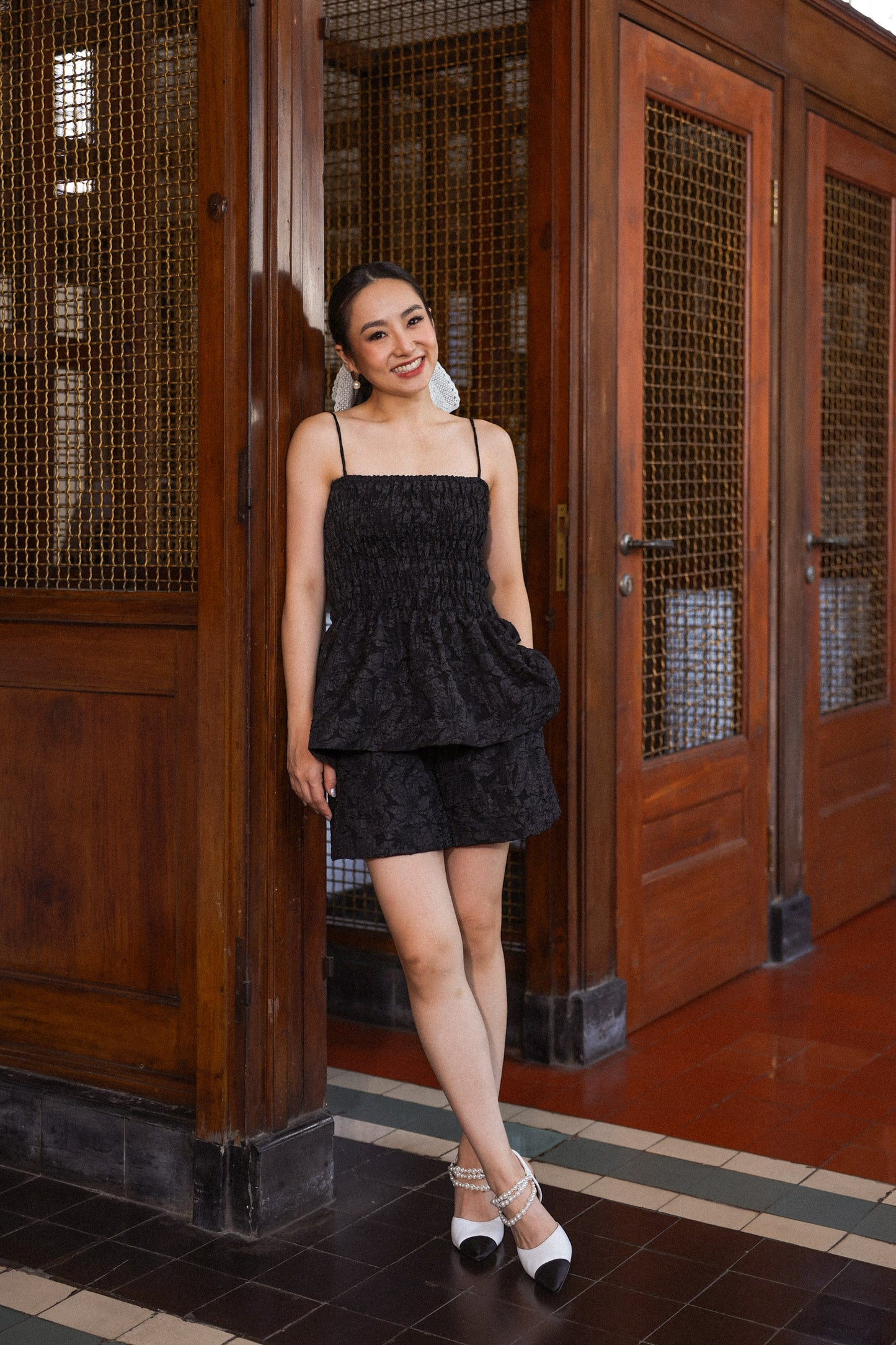 BIJOU JACQUARD PANT IN NOIR
