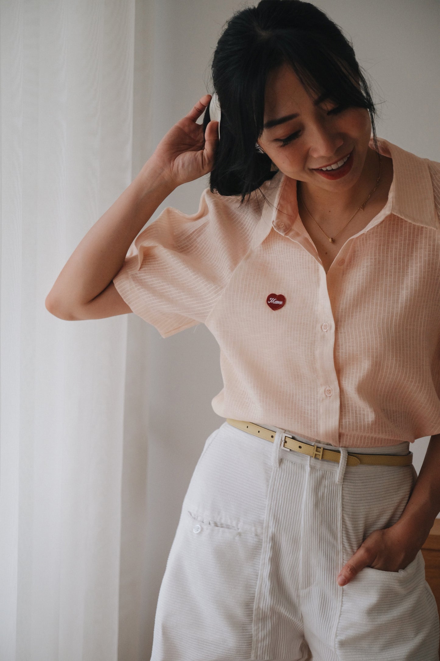YOONA TOP IN MANGO PEACH