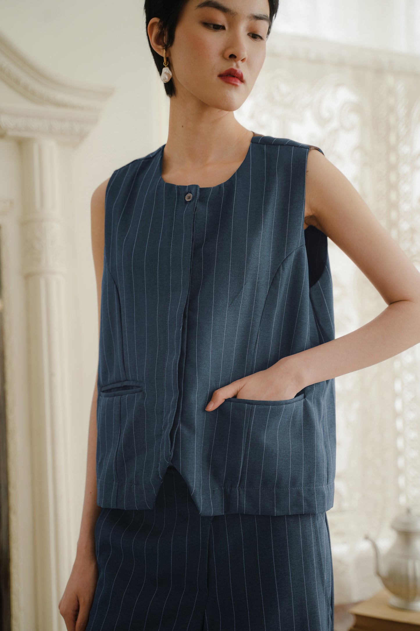 AYA VEST IN CERULEAN