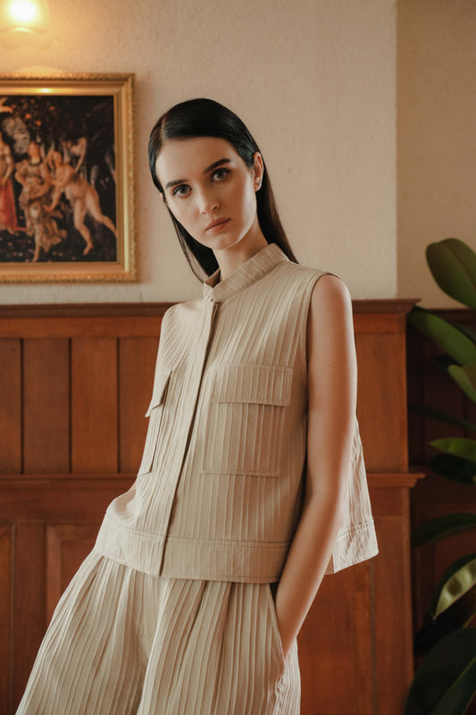 LOUVRE TOP SLEEVELESS IN FRAPPE