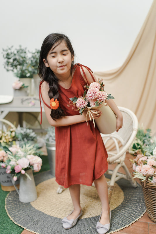 MINI KAERYS DRESS IN FIRE BRICK