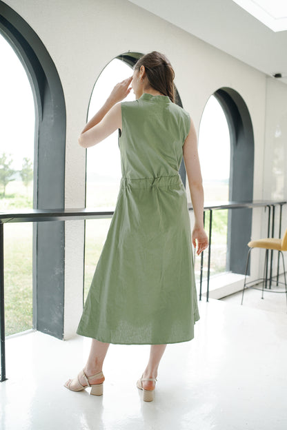 AMELIE MIDI DRESS IN LIME GREEN