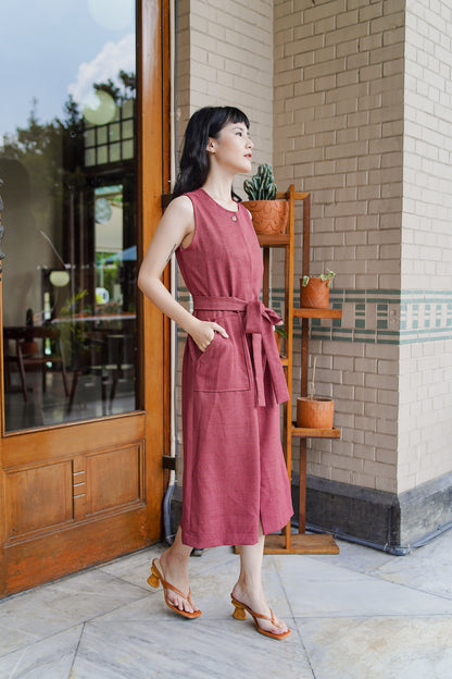 AUDREY DRESS IN CURRANT RED