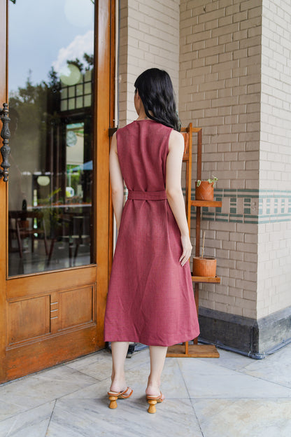 AUDREY DRESS IN CURRANT RED
