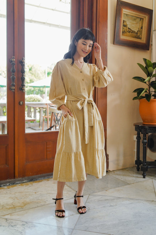 MARGIE DRESS IN SPICY MUSTARD