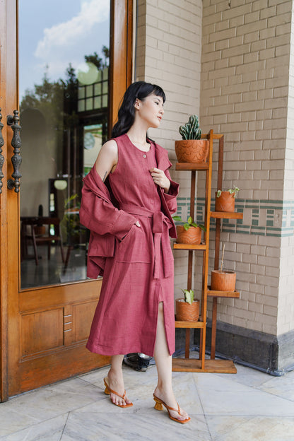 AUDREY DRESS IN CURRANT RED