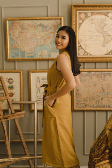 AUDREY DRESS IN DIJON MUSTARD