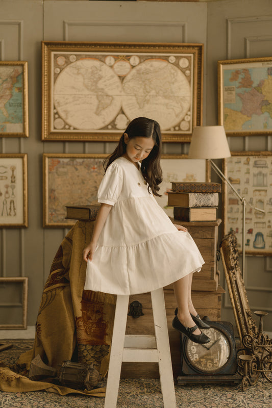 MINI BIANCA DRESS IN PEARL WHITE