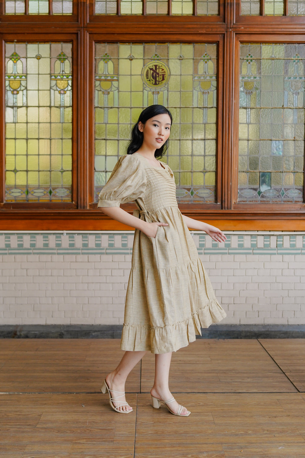 MARRIANE REVERSIBLE DRESS IN HONEYBUTTER