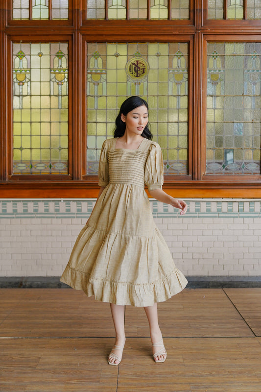 MARRIANE REVERSIBLE DRESS IN HONEYBUTTER
