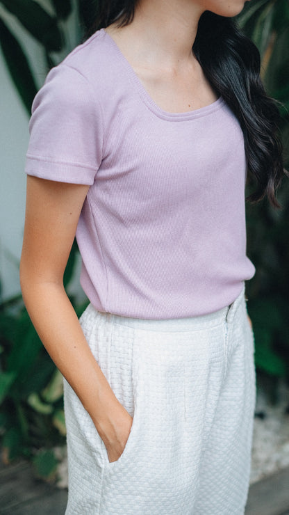 MELL SQUARENECK - SLEEVE IN LILAC