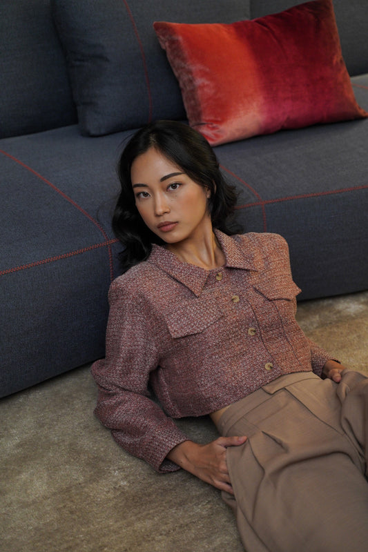 COCO CROPPED JACKET IN SUNSET RED