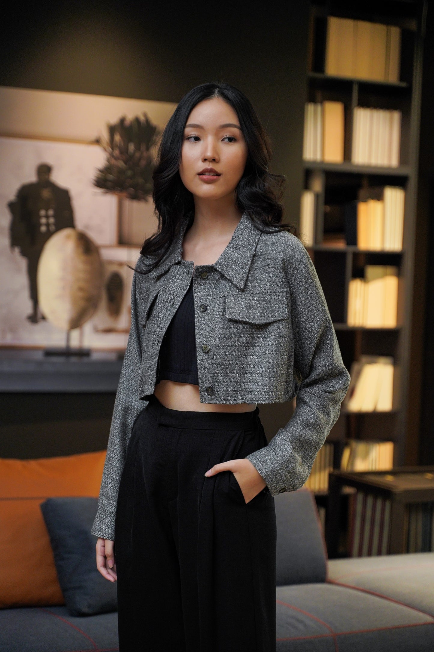 COCO CROPPED JACKET IN DOWN PIPE