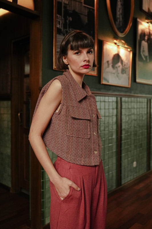 IRINA VEST IN POPPY PINK
