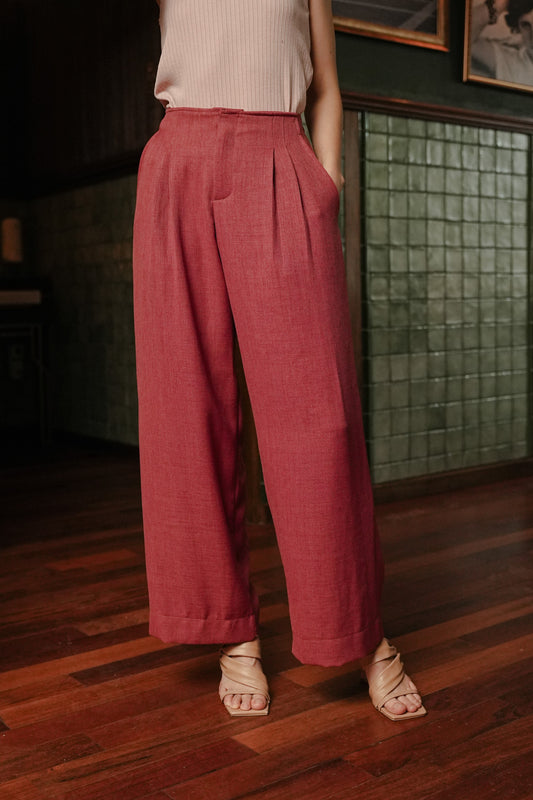 JOOSIE PANTS IN CURRANT RED