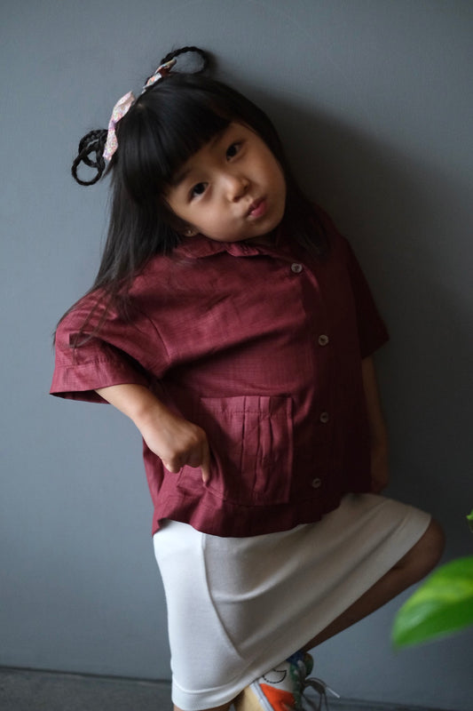 MINI CLARA TOP IN VELVET RED