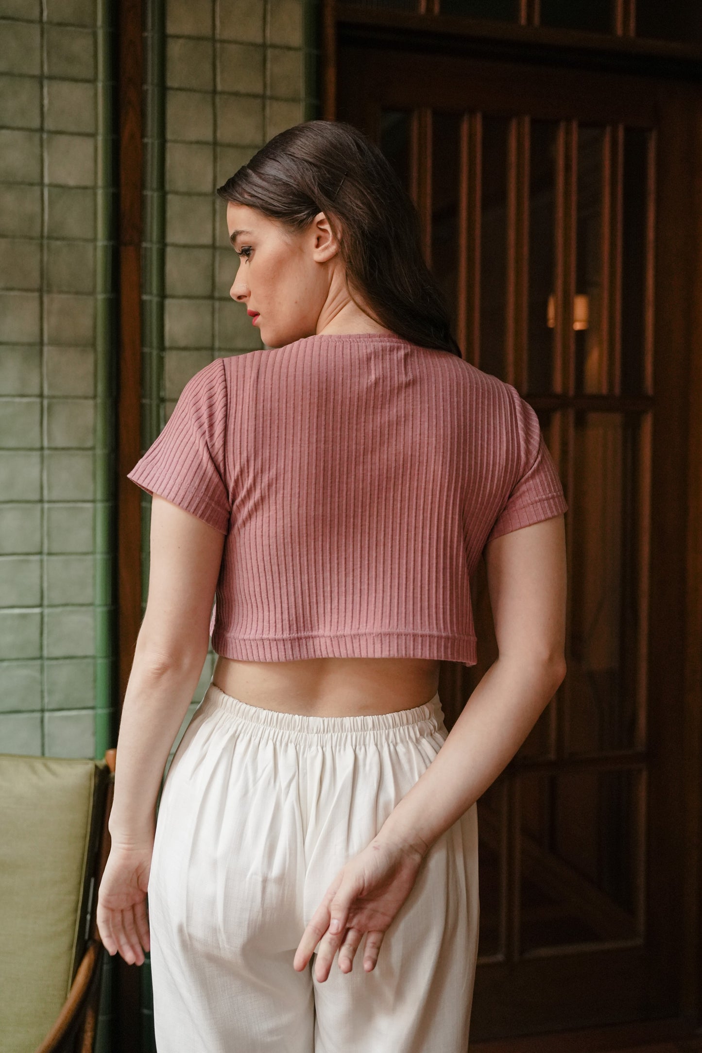 MELL CROP - SLEEVE IN TICKLE PEONY
