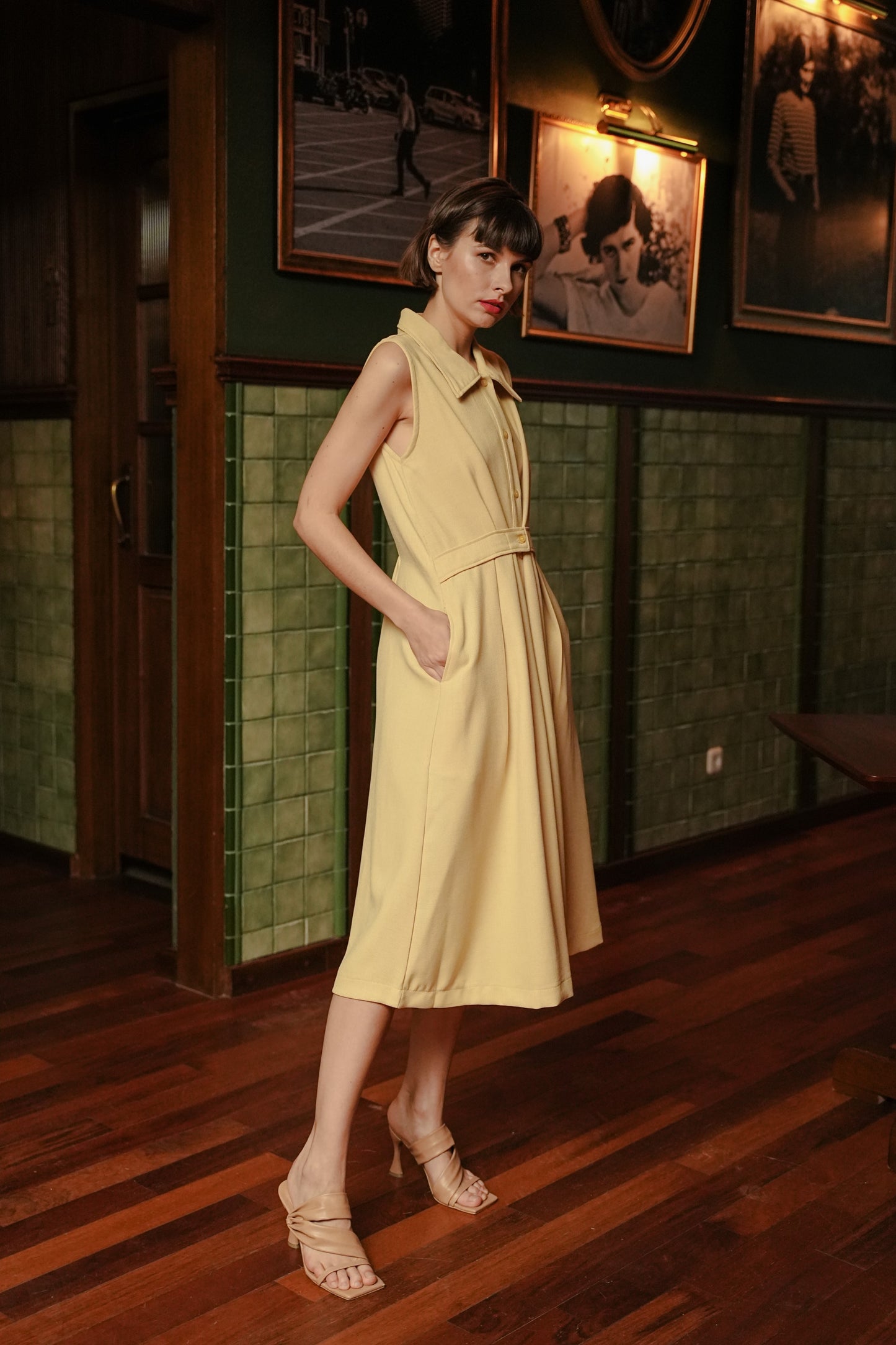 ALIYAA DRESS SLEEVELESS IN BUTTER POPCORN