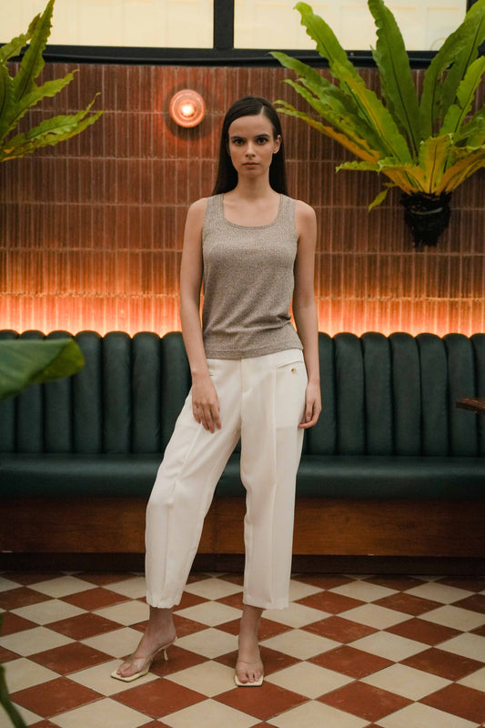 NEW MELL SQ - SLEEVELESS IN BISCOTTI