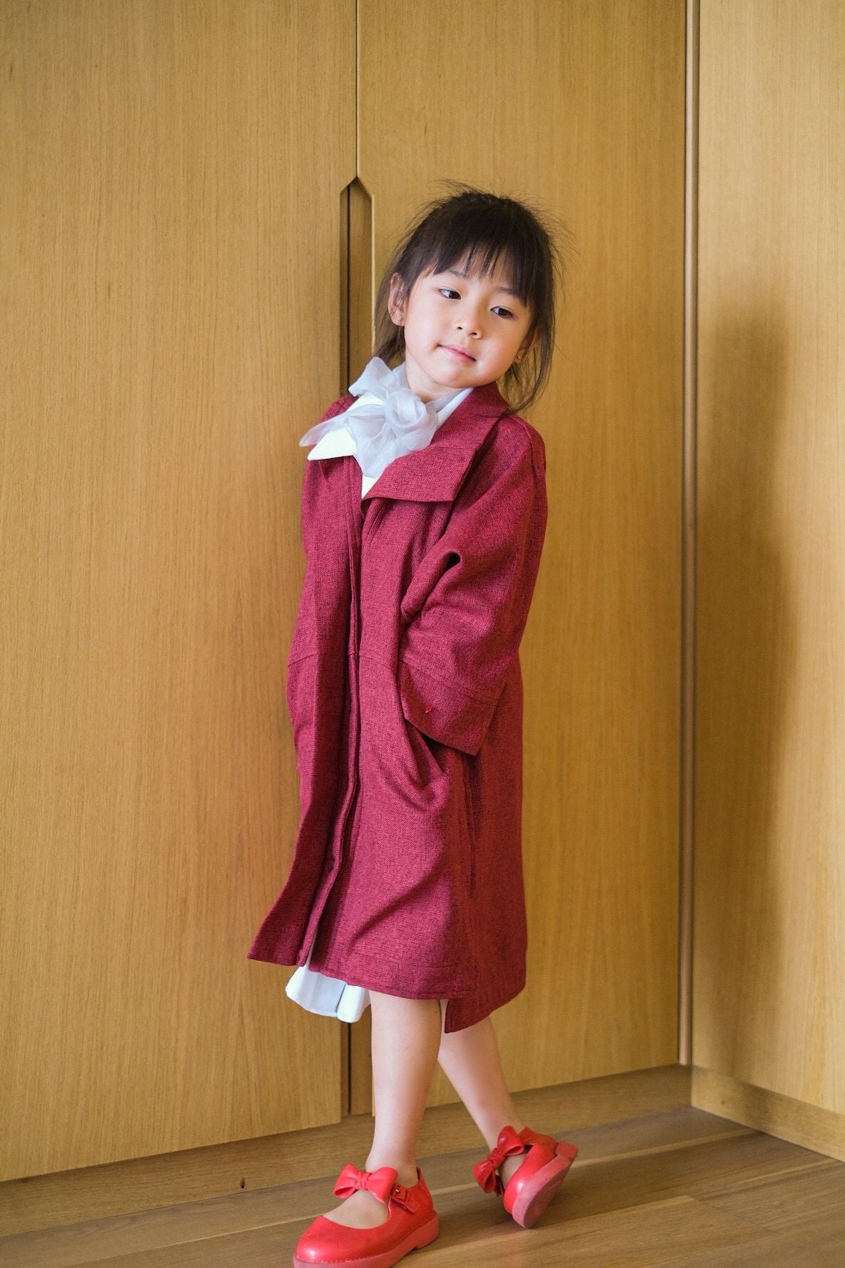 MINI GRACE COAT IN FRENCH CHERRY