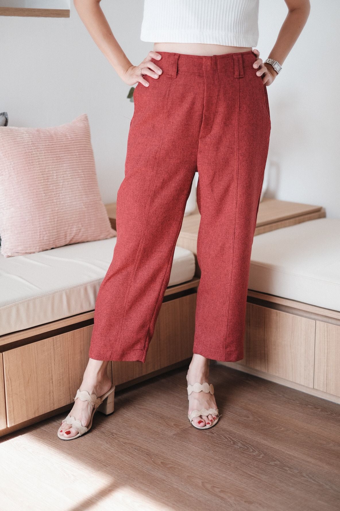 LONG KATIA PANTS IN FRENCH CHERRY