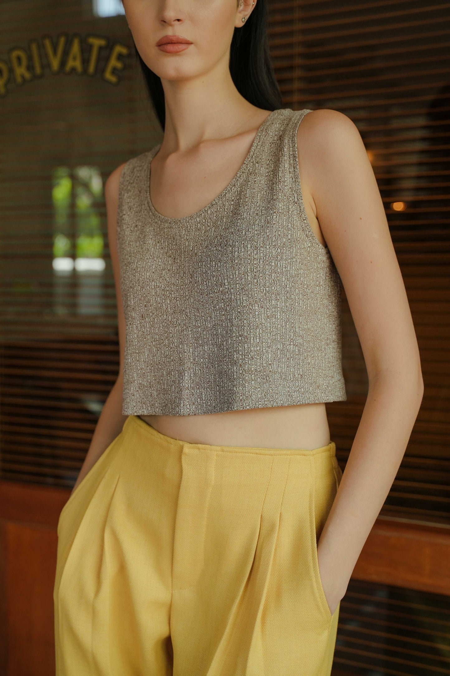 BIGAIL CROP - SLEEVELESS IN BISCOTTI