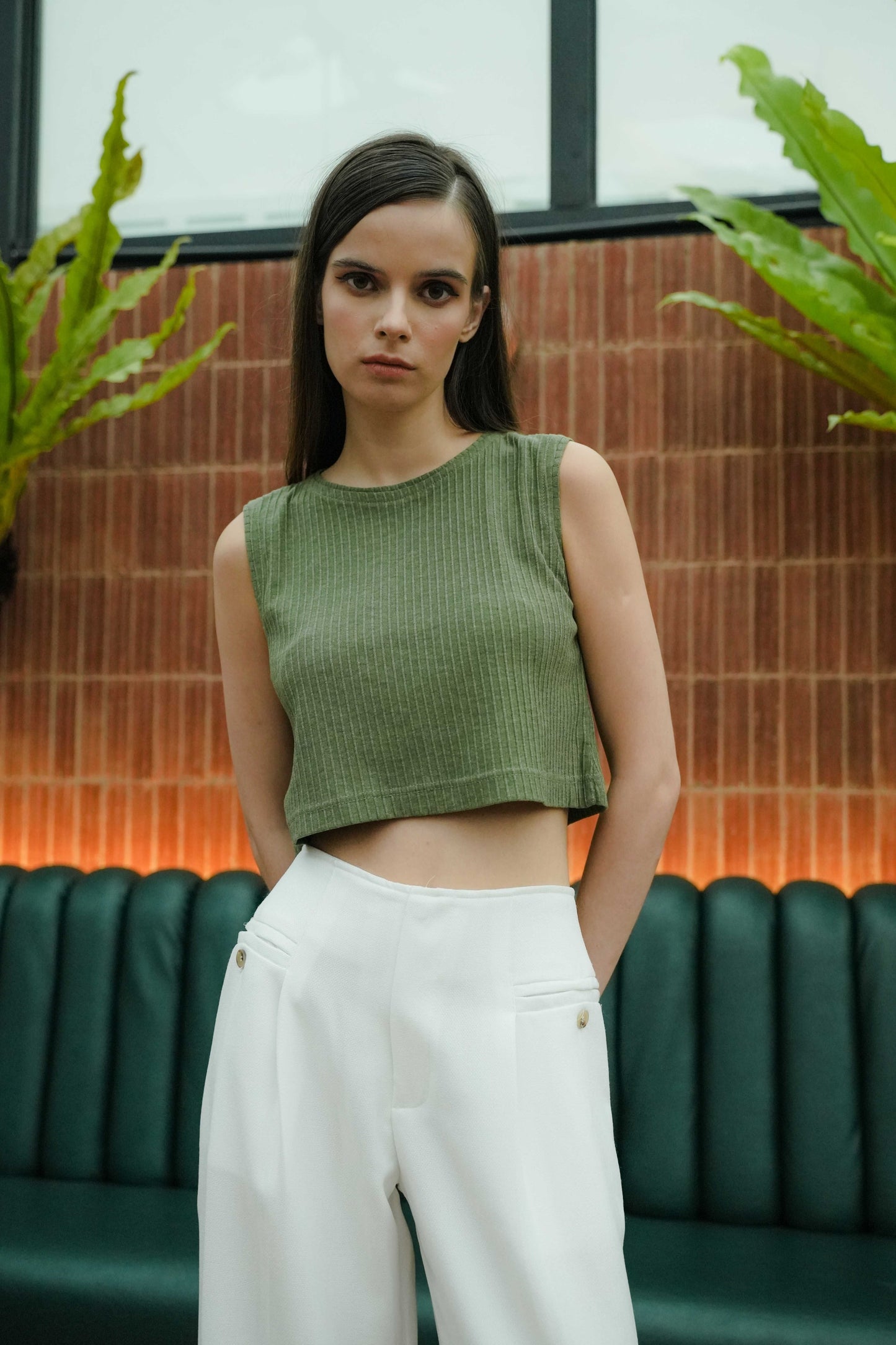 MELL CROP - SLEEVELESS IN CACTUS